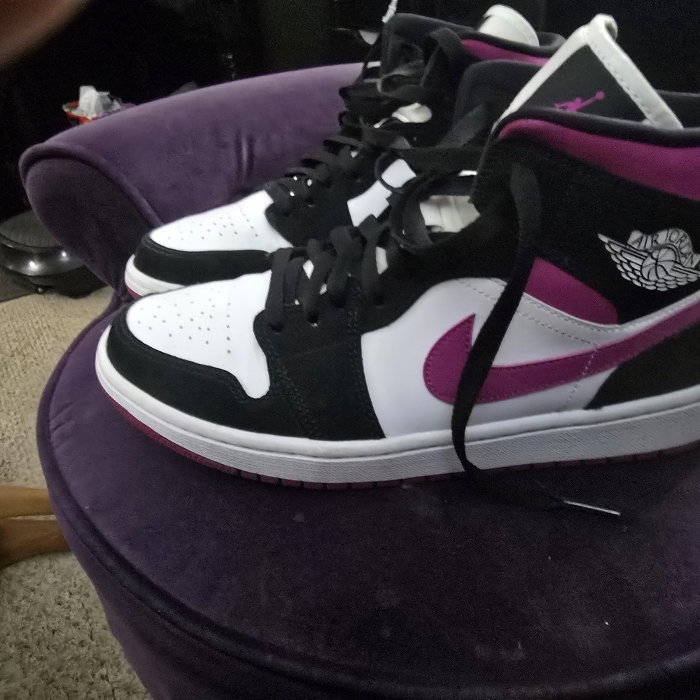 Women's Black and Pink High-Top Sneakers